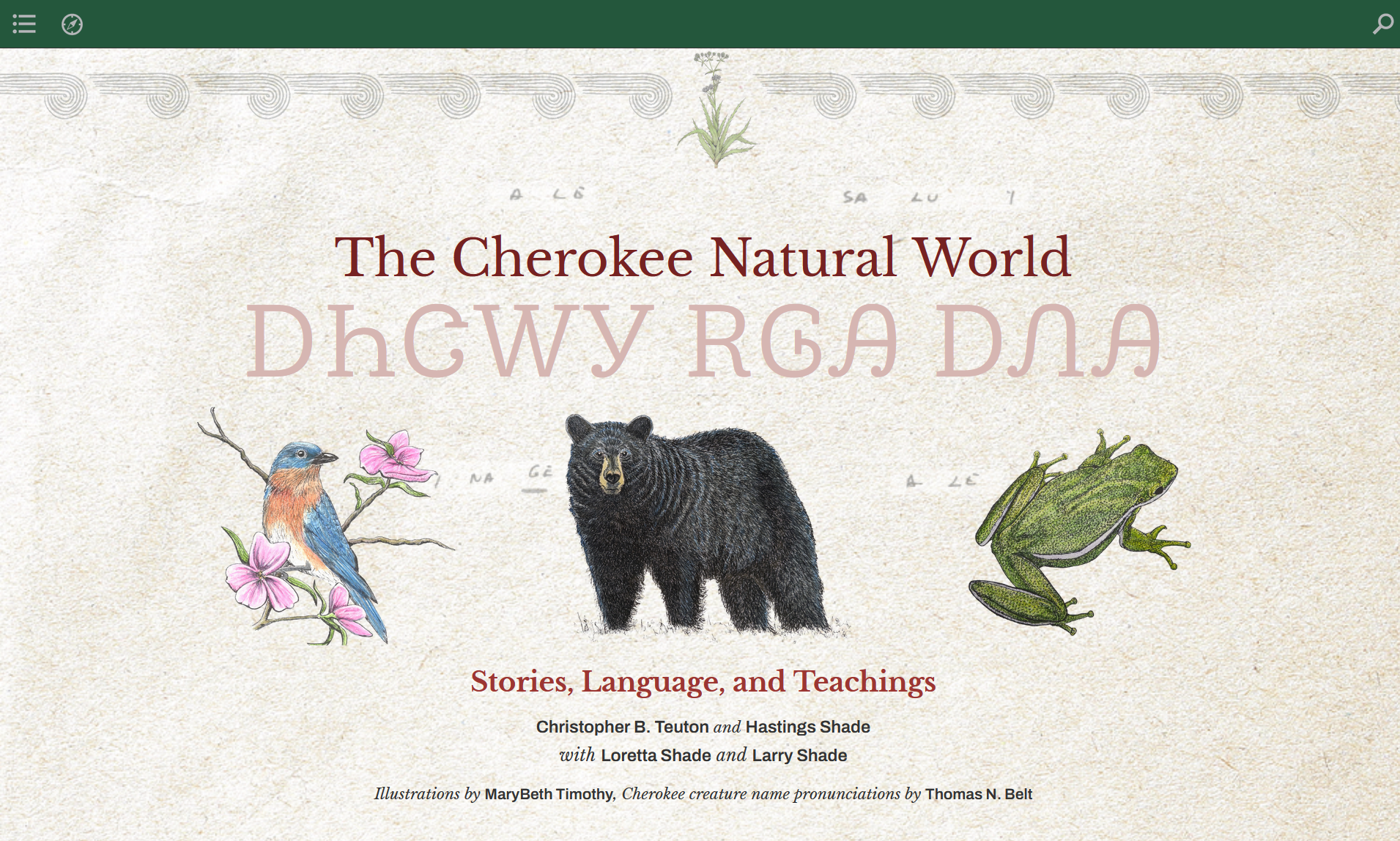 Homepage hero banner for digital publication "The Cherokee Natural World"